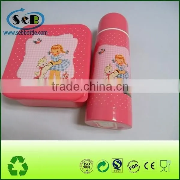 China manufacturer storage pp mini student lunch box and stainless steel vacuum thermos set for kid