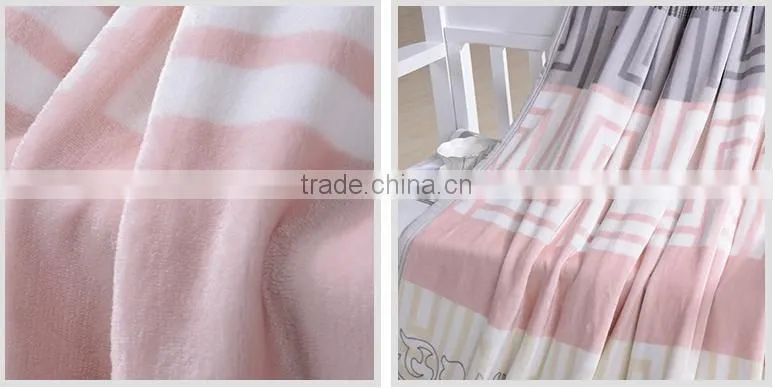 Factory Wholesale Seaweed Lines Coral Fleece Blanket/ Sheet