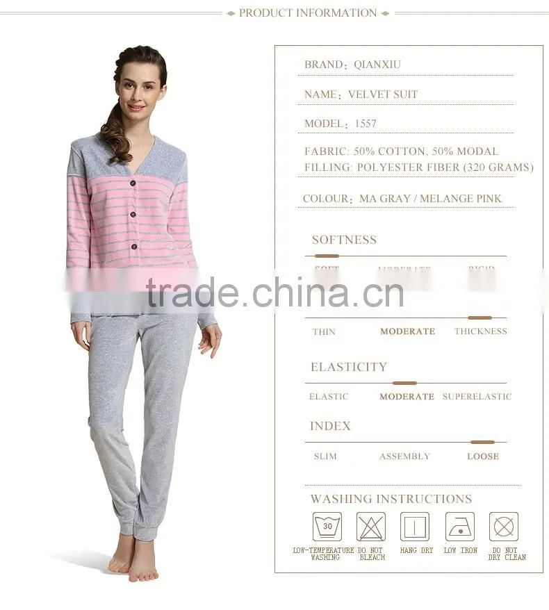 Logo printed dissimilarity Qianxiu cozy winter cotton lady sleepwear