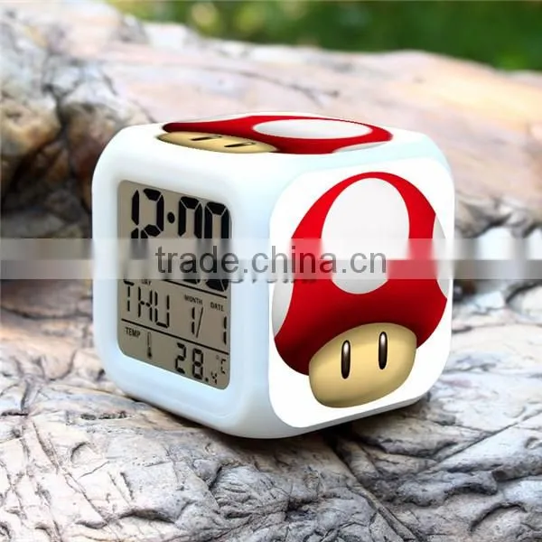 2015 Hot GAME Super Mario LED Alarm Clock, Super Mario Digital Alarm Clock, Super Mario Cartoon Clock for Kids