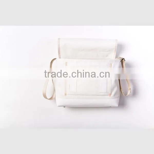 New arrival child canvas messenger bag with outside windows shoulder laptop messenger bag