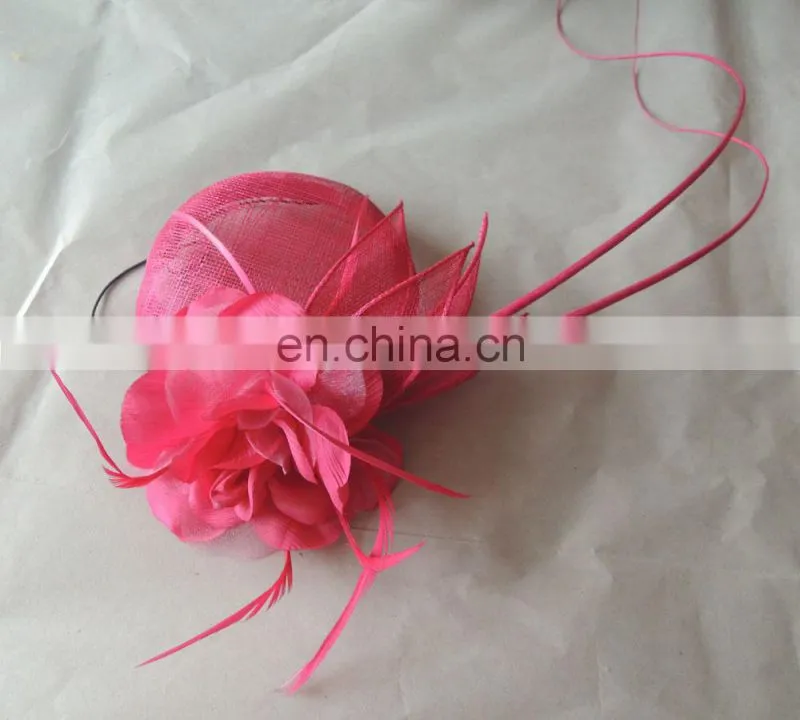 Wholesale Handmade Feathers Ribbon Bow Headband Fascinator Millinery Cocktail Hat White