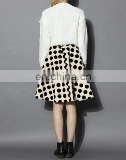 Polka Dots Velvet A-line Midi Skirt