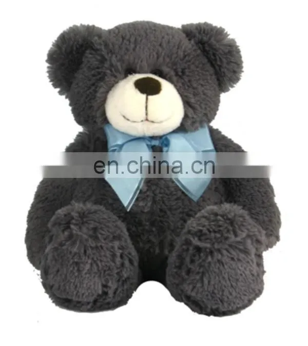 Blue bow Dark Grey teddy bear toys for baby
