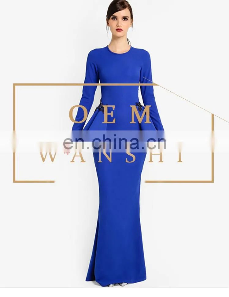high quality Islamic clothing custom women plain blue baju kurung dress