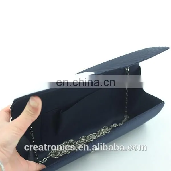 Popular Elegant Women With Clear Crystal High Quality Clutch Black Chain bag Wedding Bridal Satin Evening Bag