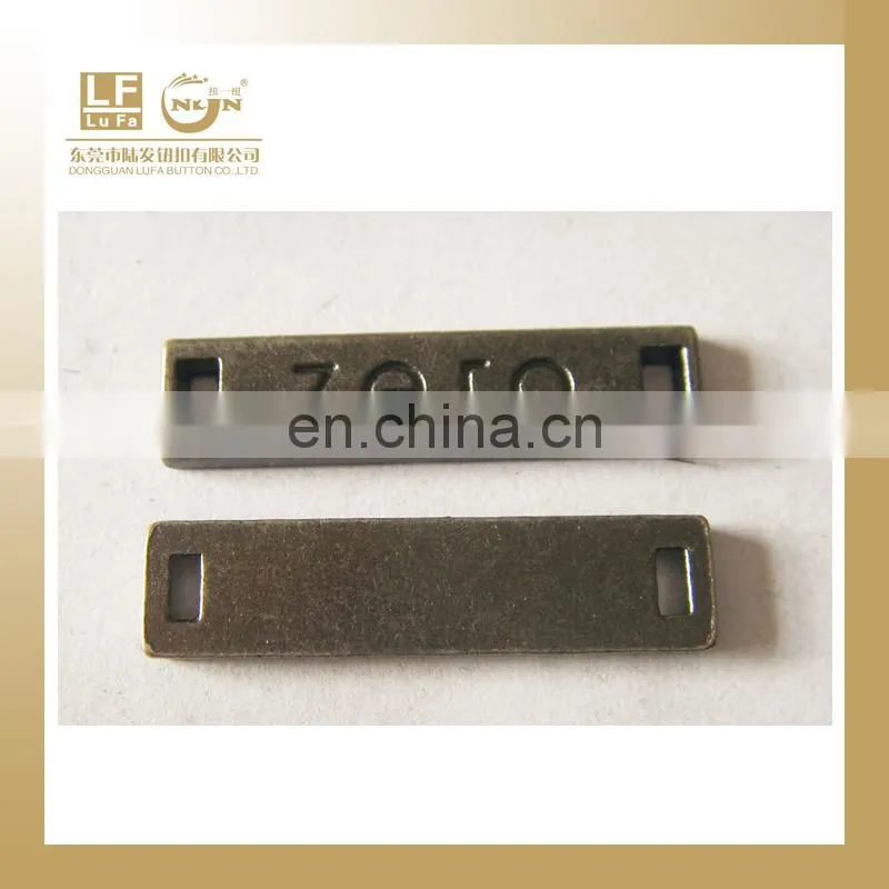 anti brass brushed metal LOGO plate with 2 chains