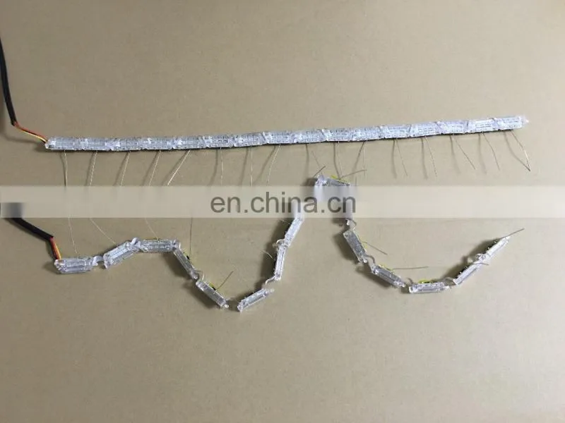 50cm crystal extendable led flexible drl with flow turn signal 16leds white amber daytime running light headlight for car