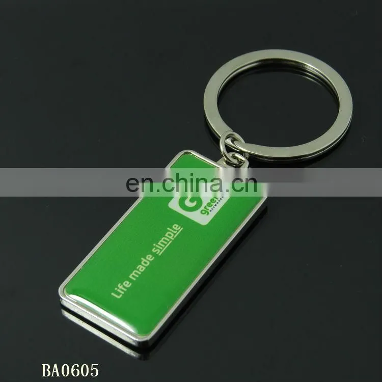 Cheap Custom Epoxy Sticker Logo Rectangle Blank Alloy Keychain