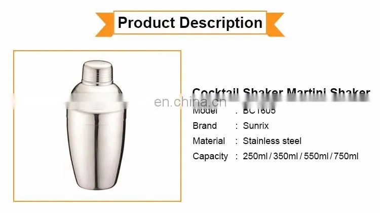 High Quality Bar Stainless Steel 750 ML Cocktail Shaker Set