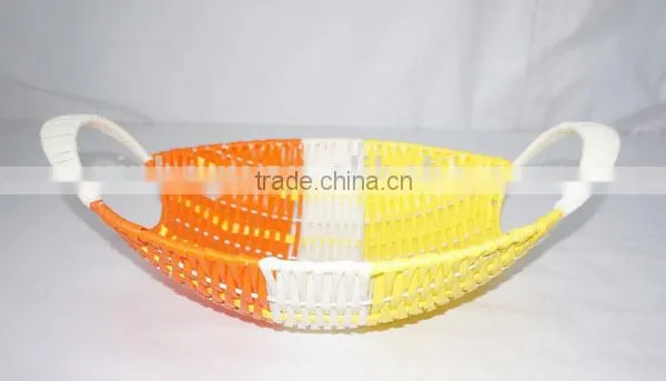 woven colorful plastic rattan fruit tray