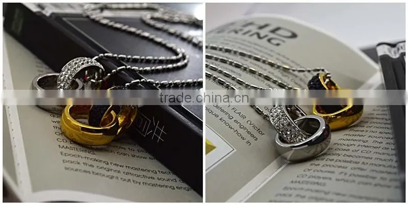Fashion jewelry pendant designs for women gemstone double ring pendant
