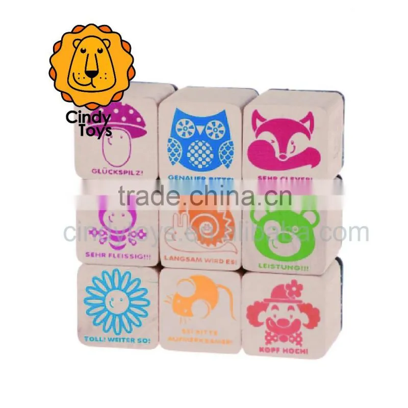 Wooden Rubber Stamps Award 9 pcs for Kids