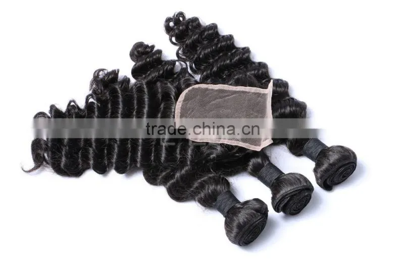 Deep wave human hair lace frontal closure, deep wave hair Brazilian virgin