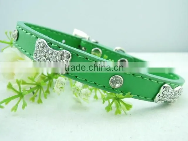 Pet collar manufacturers selling Crystal bone decoration dog collar