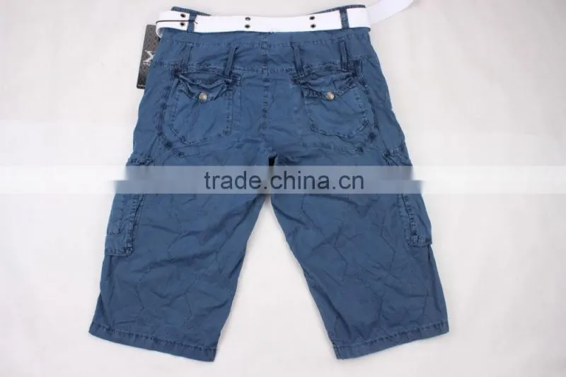 Men's washed cargo shorts with waistband in stock jeans