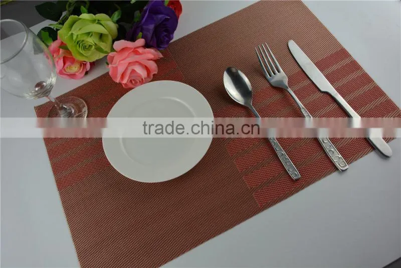 Red classics Non-slip Insulation Moor Crossweave Woven PVC Non-slip Insulation Placemat Washable Table dish Mats