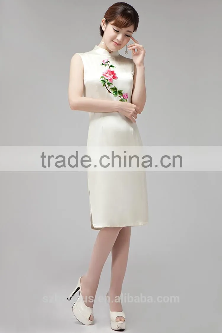 Hot new fashion embroidered dress handmade embroidery made in china