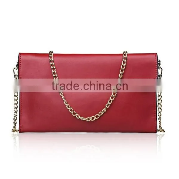 Custom red color ladies leather acrylic clutch bag envelope evening bag wholesale