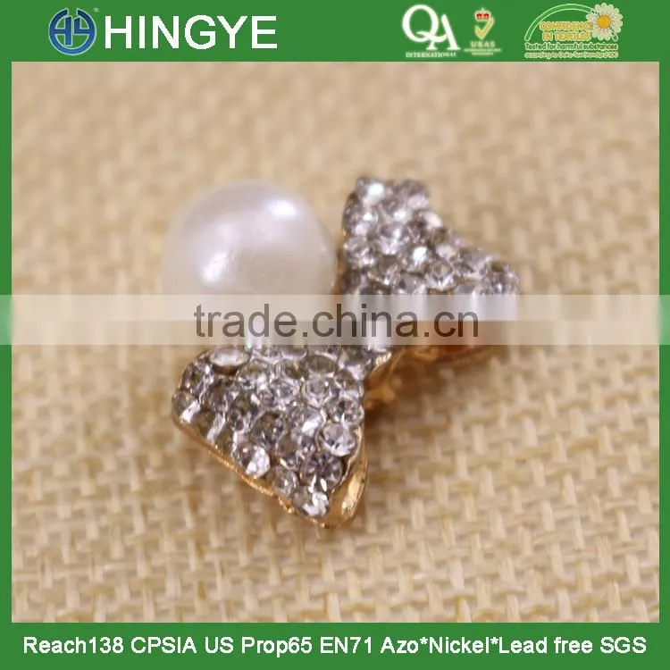 wholesale small rhinestone alloy bow for kids clothing 15775-3