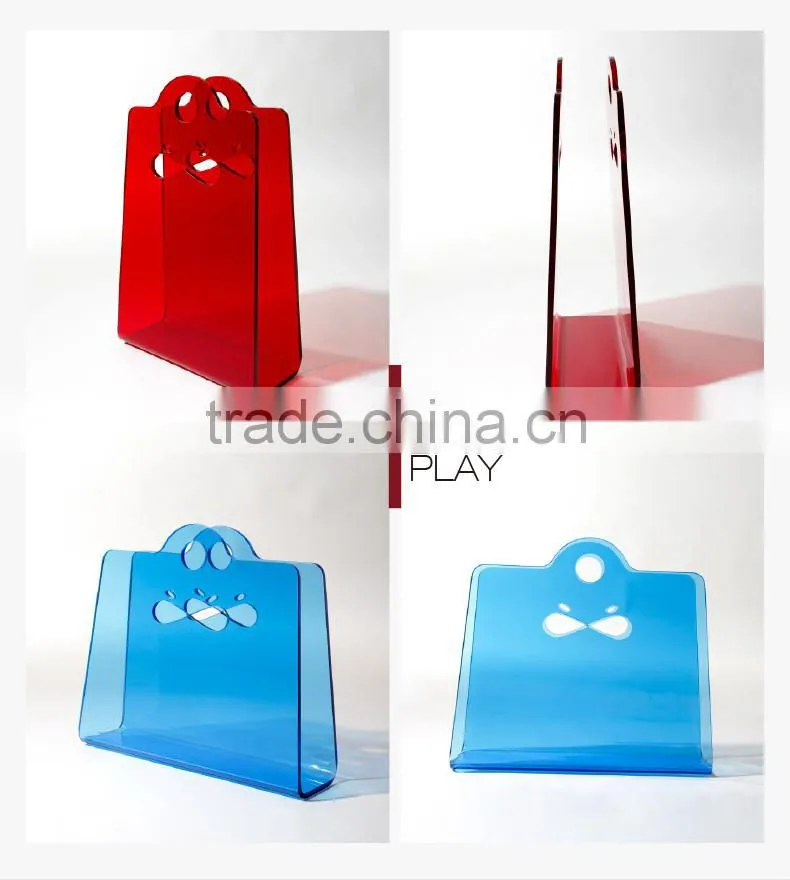 customized acrylic Creative fashion magazine storage rack/PMMA Modern minimalist favorites/plastic magazine storage rack