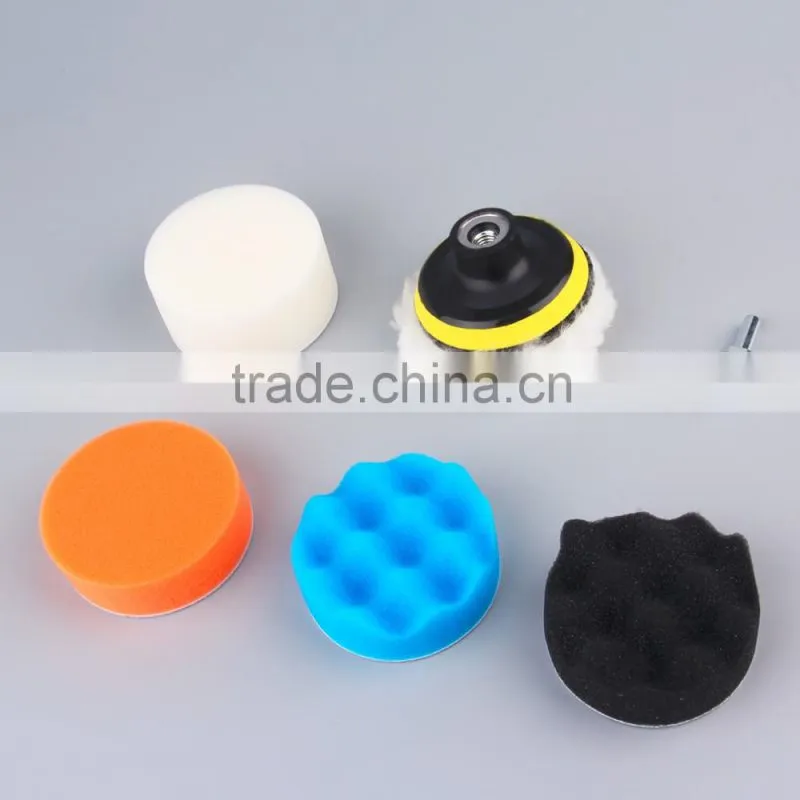 Worldwide 7pcs/set 3 inch Buffing Pad Auto Car Polishing sponge Wheel Kit With M10 Drill Adapter Buffer