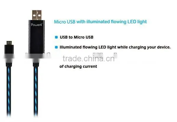 Visible Flowing Current Power Micro USB Cable for Samsung Galaxy S3 i9300