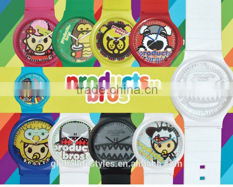 2016 Hot Sell Products Bros Baby Rinne Costume Play Milk Cow Women Waterproof PVC Band Rubber Wrist White Watch