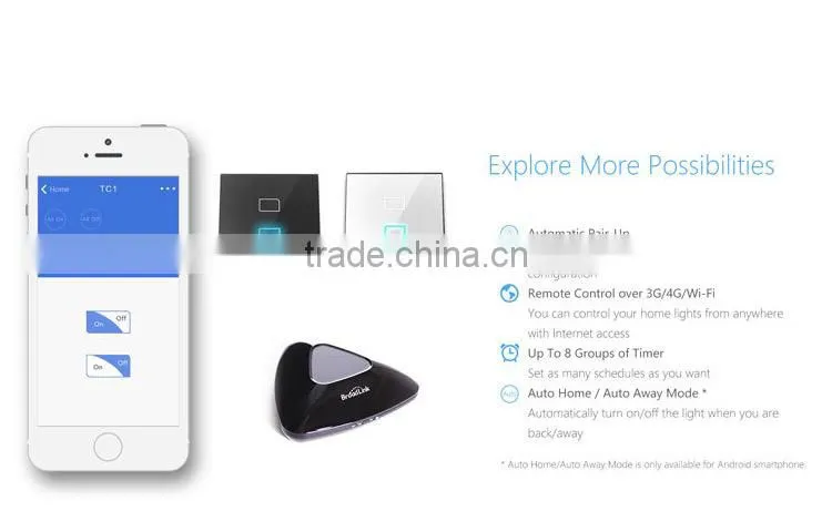 RF Smart Home Popular on or off Wall Light wireless IR Switch Wifi control from smart phone