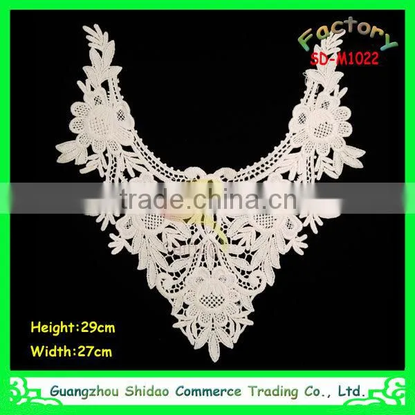 100% cotton material white colour ladies neck design embroidered lace trims