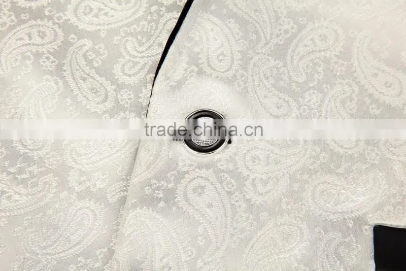 2016 apparel High Quality clothing manufacturers OEM white racking pattern Formal Wedding frock Wear mans suit