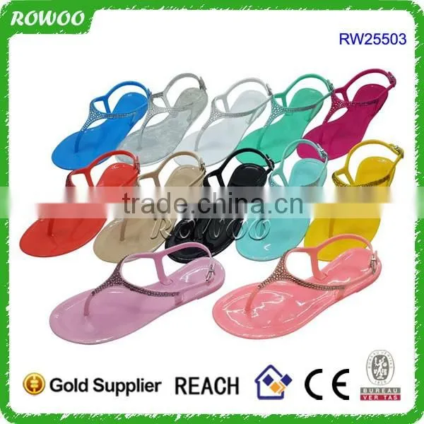 Girl Rainbow sandal shoe new design,flat ladies fancy sandal,EVA flat lady sandal