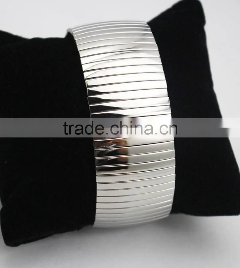 High Polished Silver Stretchy Claw Chain Elastic Stainless Steel Bracelet