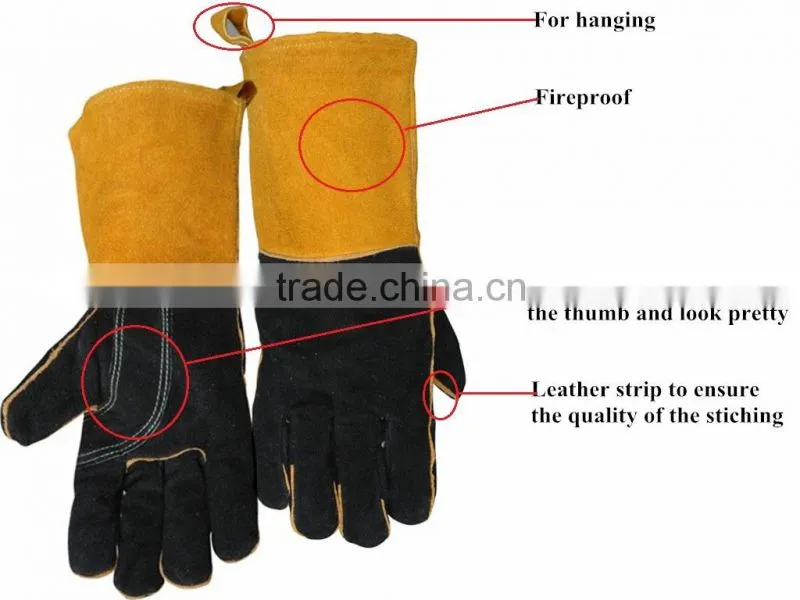 different types and different color long welding leather gloves