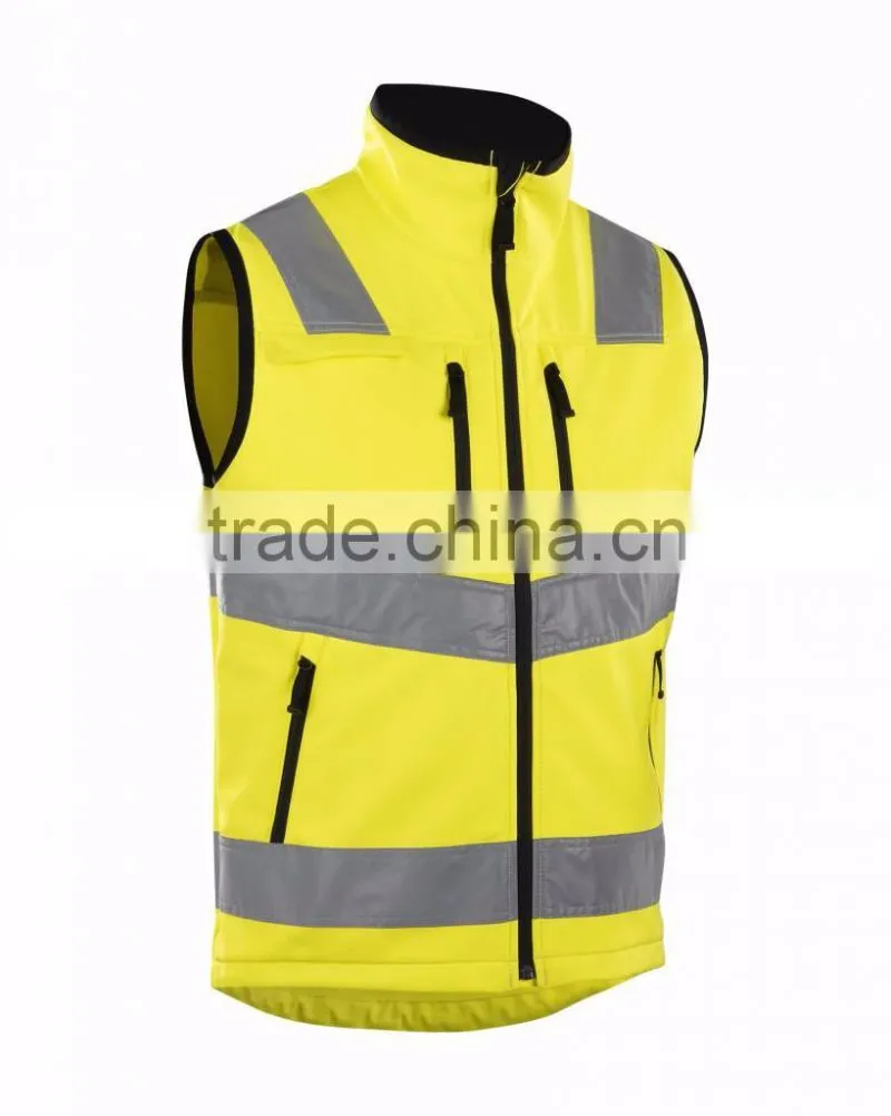 Polyester Material Visibility Security Safety Vest Jacket Reflective Strips Orange Yellow Work Wear Uniforms Clothing