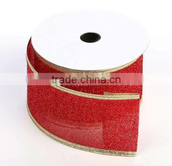 Christmas Organza Wired Ribbon for gift decoration