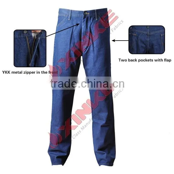 Oil resistant blue wear mens cargo work/workwear trousers jeans with side pockets