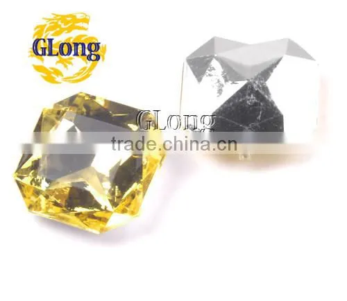 23mm Rectangular Octogon 3D Shape Acrylic Point Back Mix Color Rhinestone Crystal For Bag Garment Shoes #GY012-23P(Mix-s)