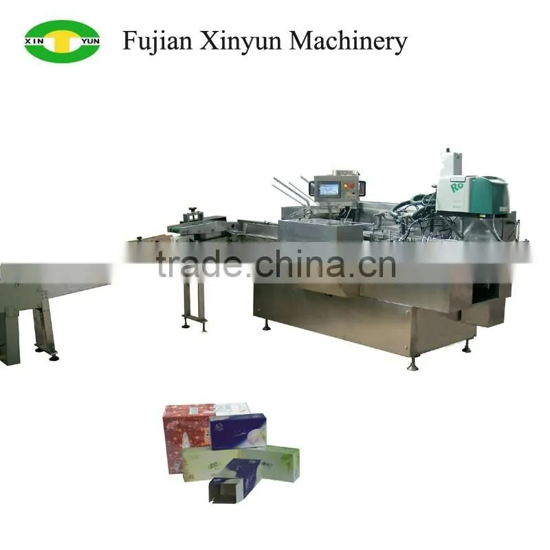 Facial tissue filling in carton box and packing machine
