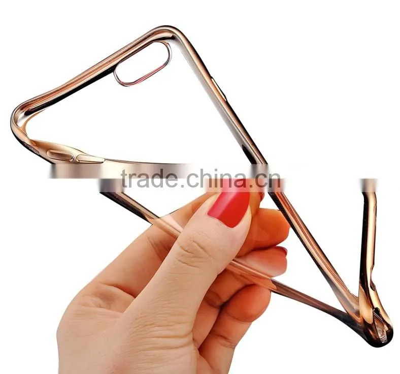 Wholesale hot selling mobile phone cover for iphone 6,electroplated transparent TPU mobile Phone cover For iphone 6