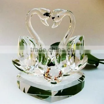Pink Crystal Swans for Beautiful Home Decoration