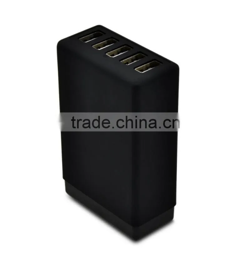 UV Paint 5V4.1A 5 Port Multiple USB Intelligent Charger Multi Travel Power Adapter for USB-Charged Devices(Black)