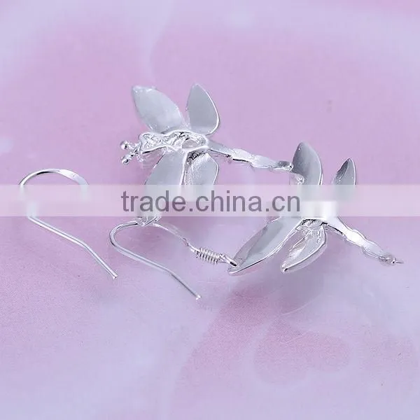 925 sterling silver hook dangle dragonfly earrings
