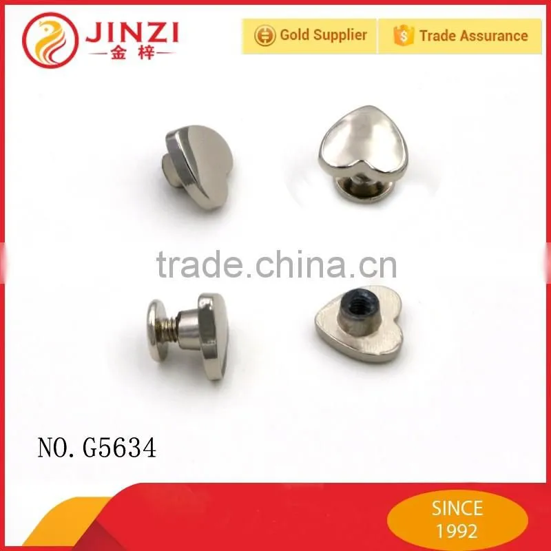 Heart shaped metal rivet button for shoes/handbag/leather bag