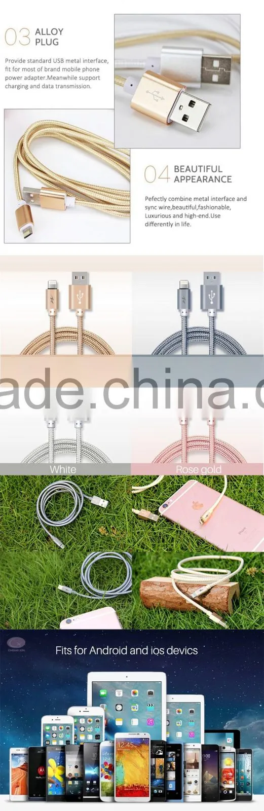 Free sample smart flash charging braided 2 in 1 micro usb cable