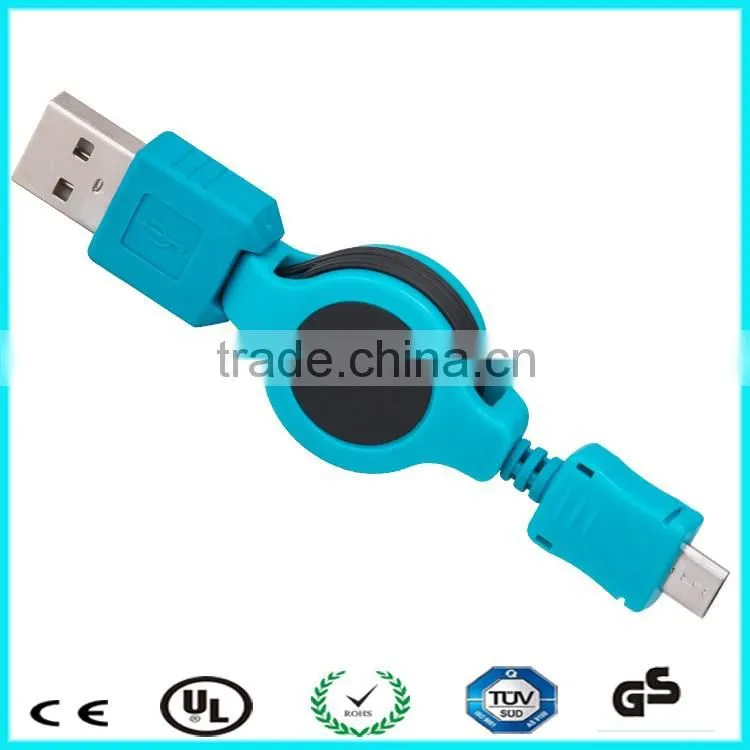 Black blue pink white green retractable micro usb cable