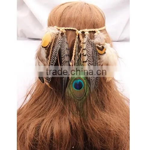 Tribe Feather Beads Headbands Headdress Carnival Headpieces Waistband Hairband