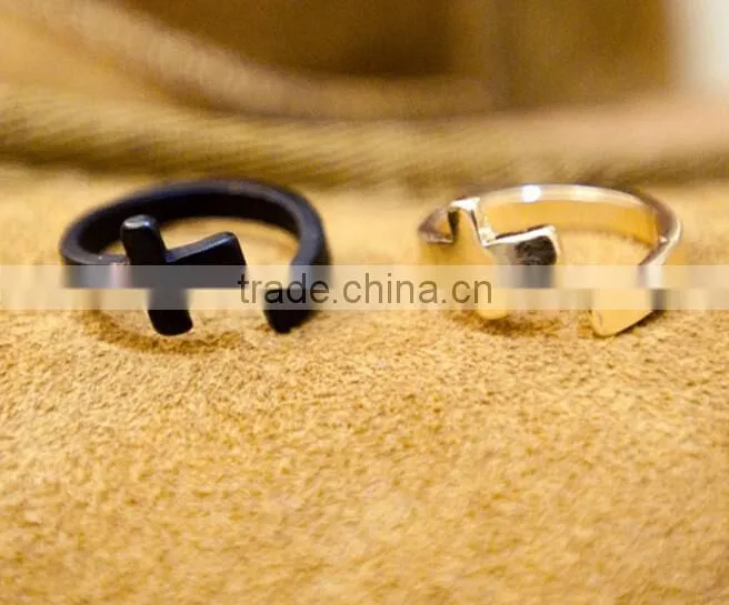 Cross design White Gold Plated Without Stone Double Cross Adjustable Jewellery Ring wholesale