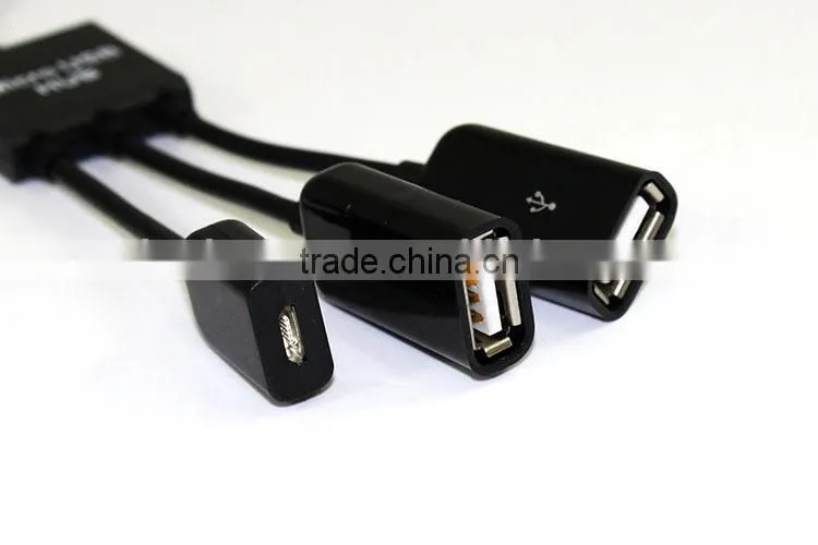 MICRO USB MALE TO 2-PPORT USB 2.0 FEMALE+ 1 MICRO USB FEMALE CHARGING HUB