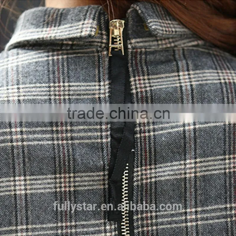 new knit stitching loose falbala grid women mature coat